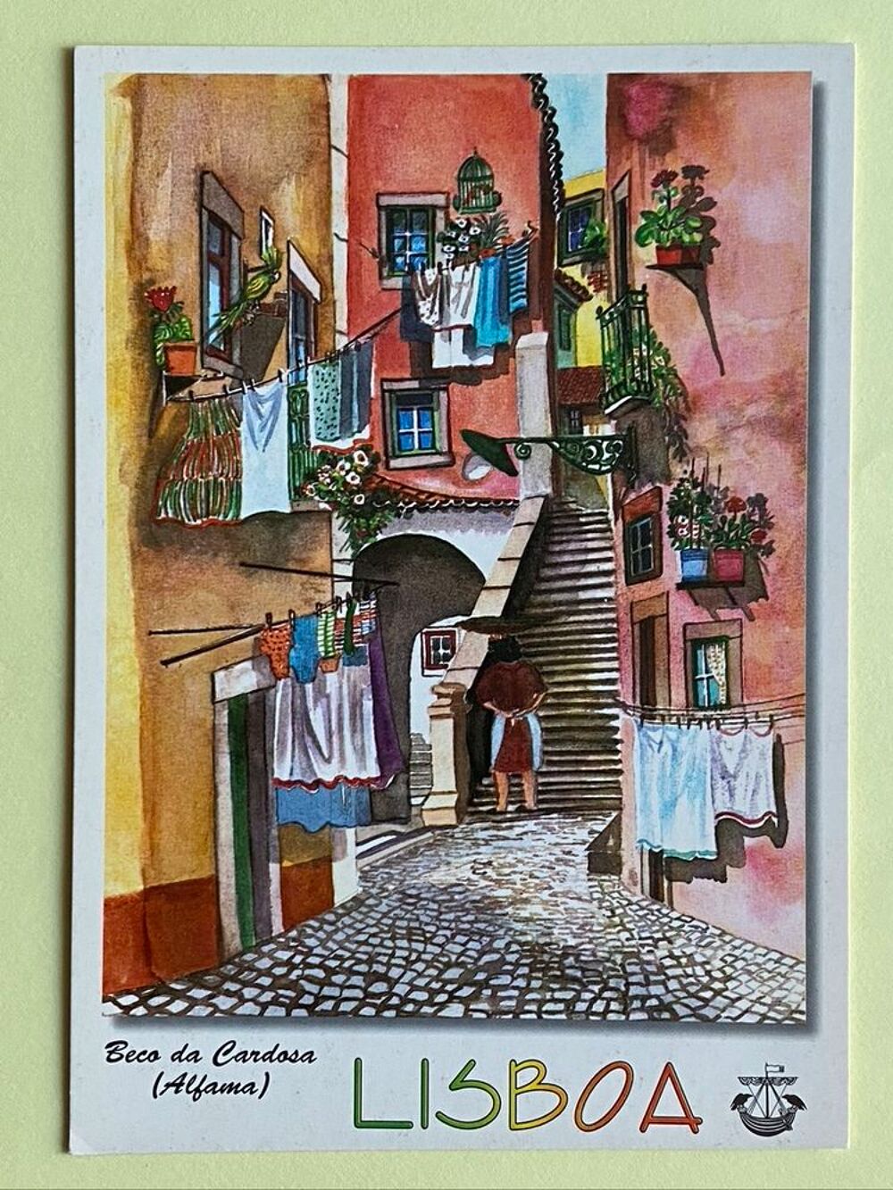Carte Postale Beco da Cardosa_Alfama_ Aquarelle de LISBOA _ 
