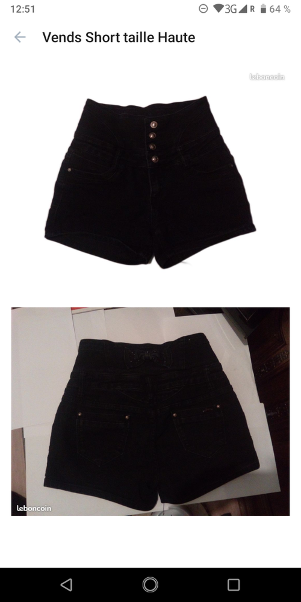 short noir taille haute en jean Vêtements