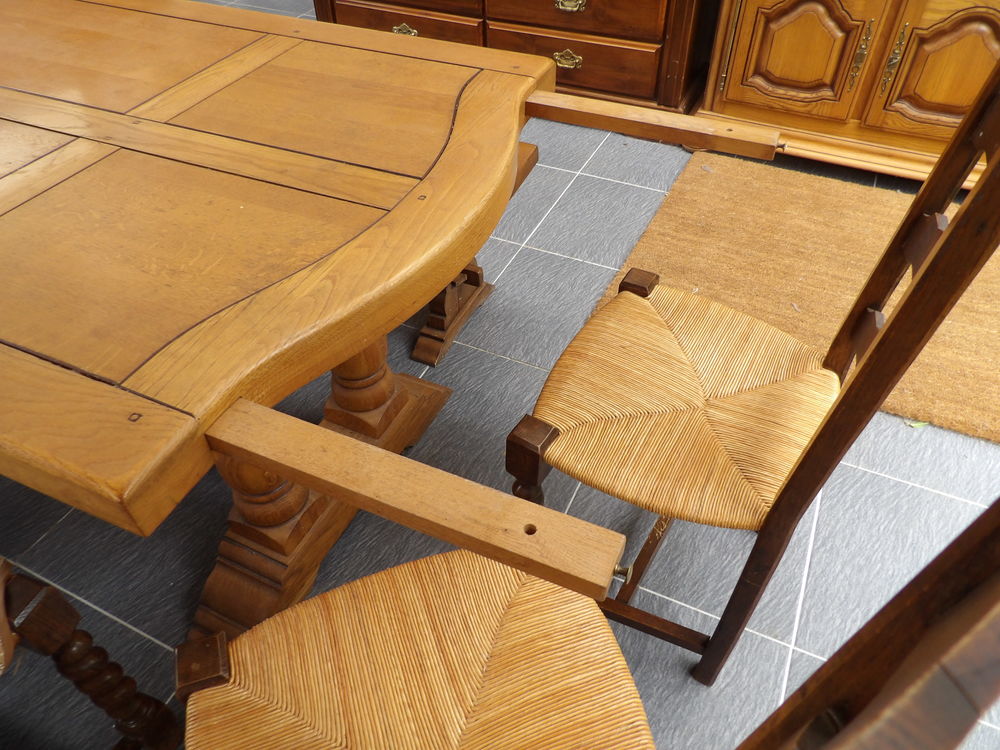 TABLE MONASTERE en CHENE MASSIF de 212 x 95 cm plateau 6 cm Meubles