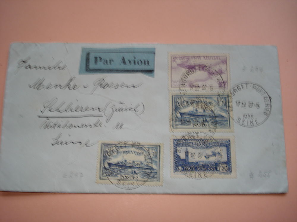 Timbres sur lettre de 1935 