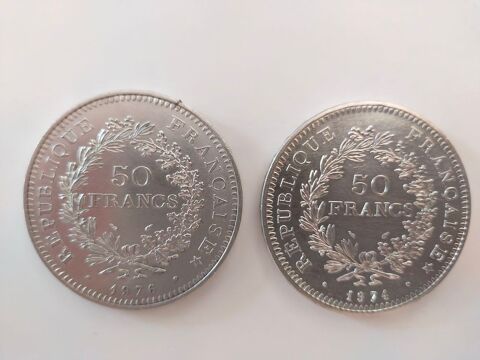 2 pices de 50 francs en argent type      HERCULE     60 Dolus-d'Olron (17)