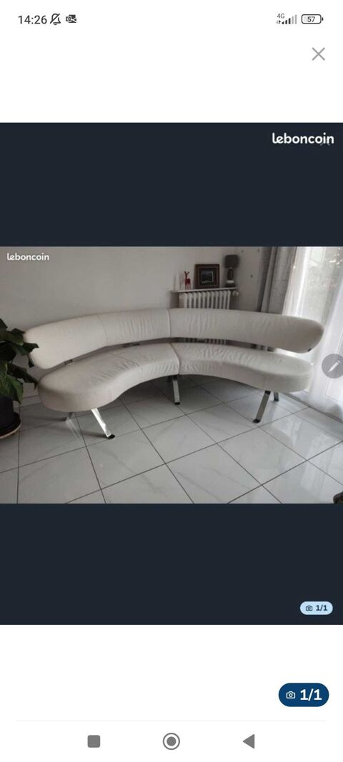 canap� banc cuir blanc 350 Lyon 1 (69)