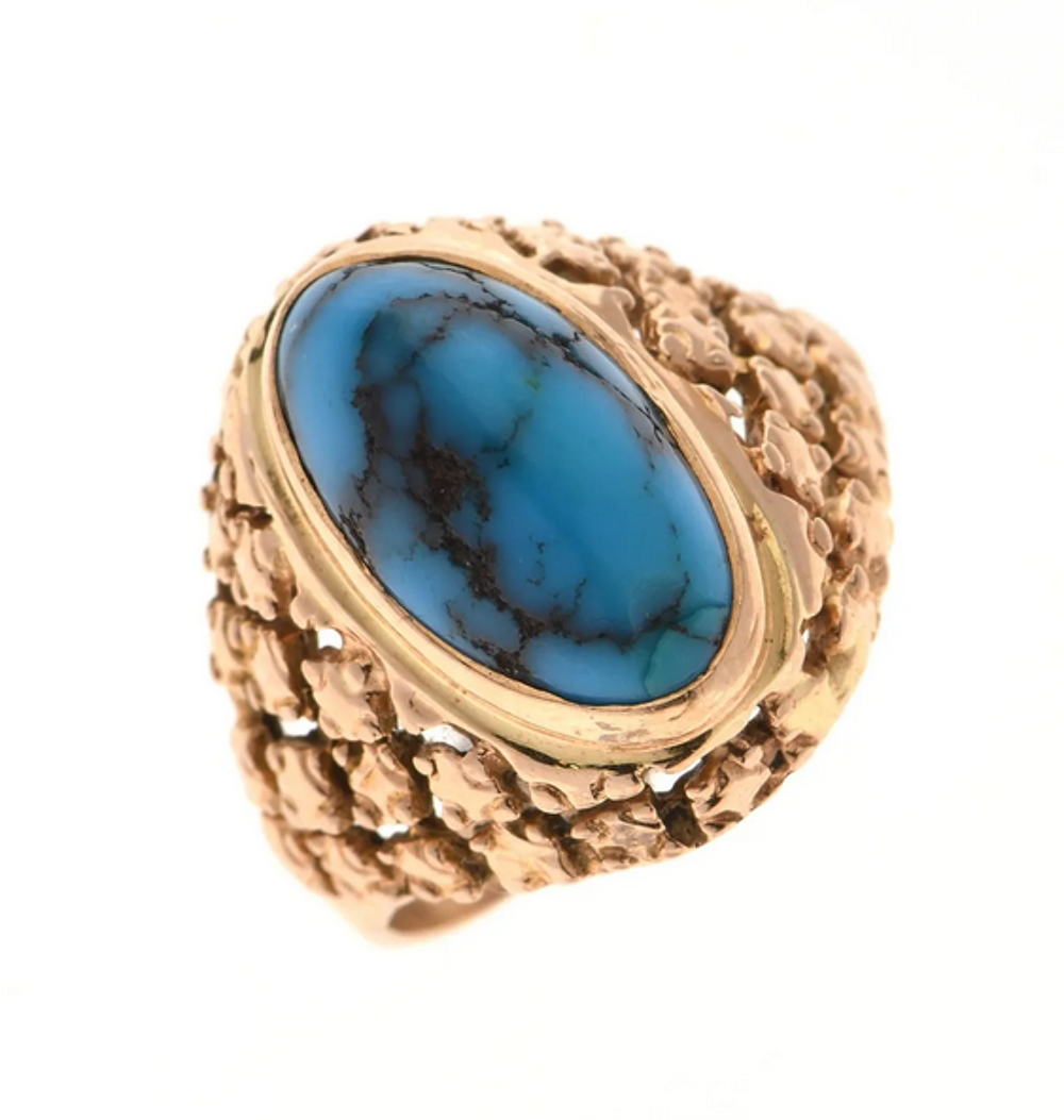 Chevali&egrave;re Or 18 carats avec v&eacute;ritable Turquoise Bijoux et montres