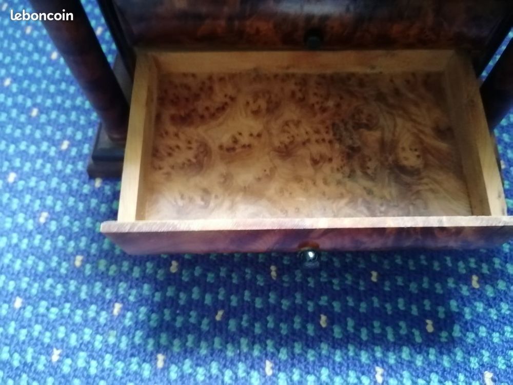 Petit coffret &agrave; tiroir en bois de loupe ancien art maison Meubles