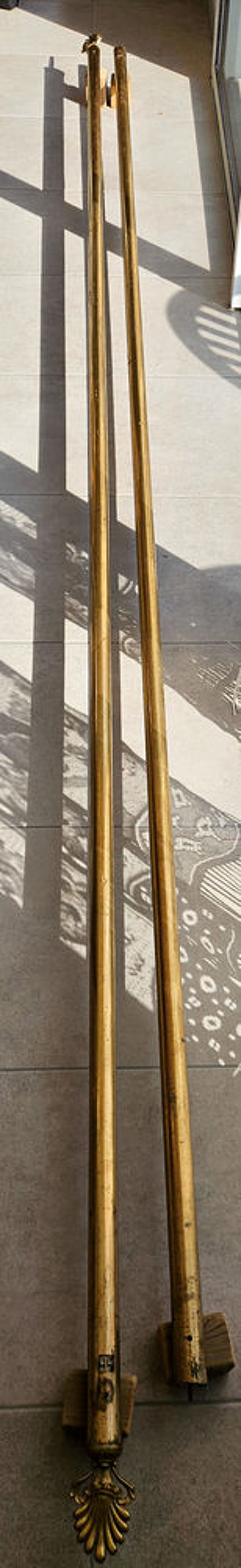 2 BARRES &agrave; RIDEAUX, L 4 m - Fleurons/ Embrasses LAITON Décoration
