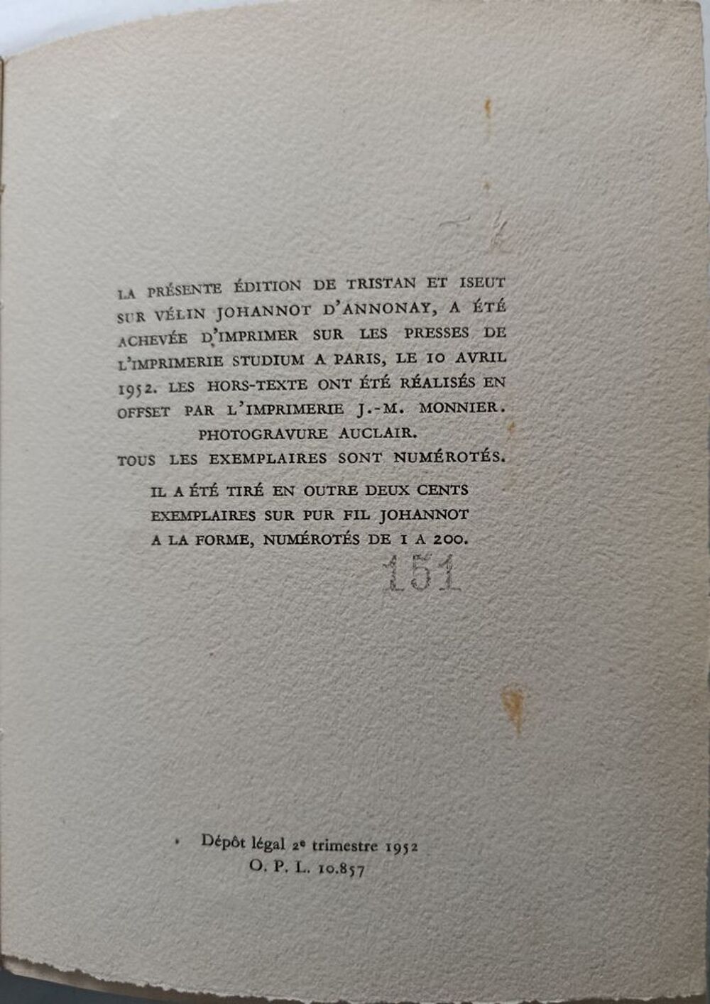 Tristan et Iseut Edition du Panth&eacute;on 1952 sur fil Johannot Livres et BD