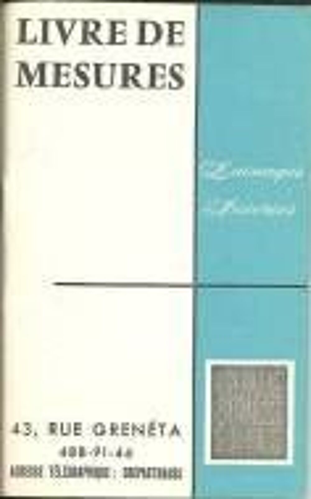 2 livres de mesures vierges (lainages et soieries) Livres et BD