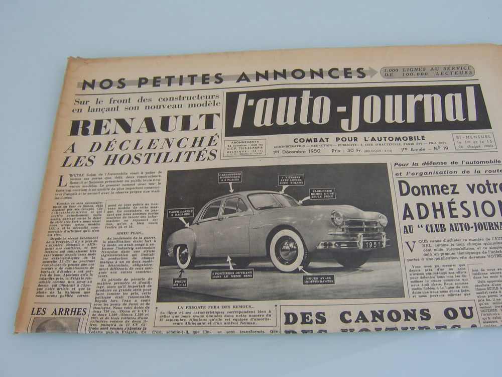 Tr&egrave;s rares journaux ann&eacute;es 50 et 60 de l'Auto-Journal 