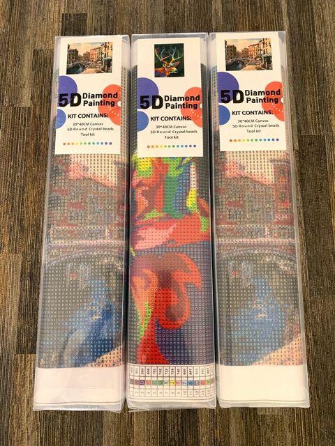 Lot de 3  Diamond Painting 5D  NEUFS Hantay (59)