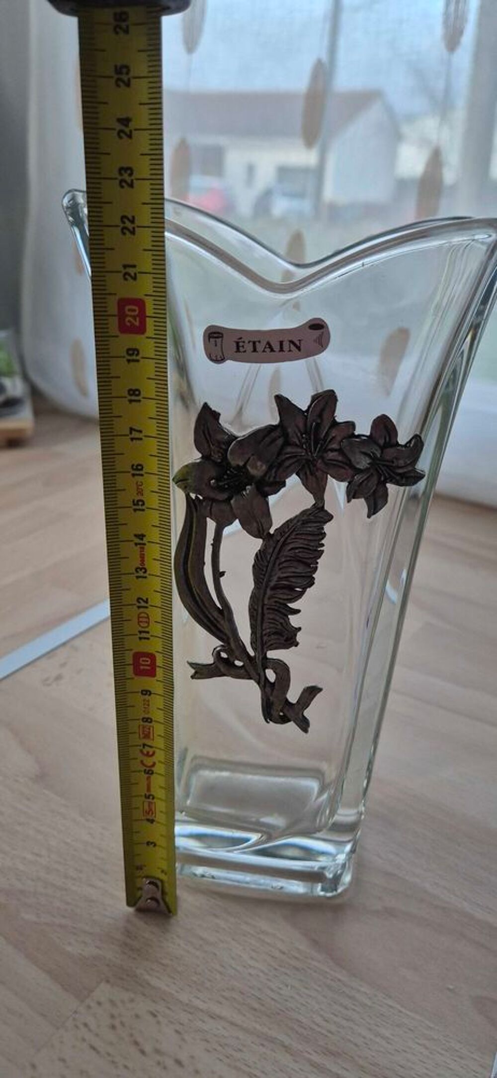 Vase+en+verre+fleur+en+&eacute;tain Décoration