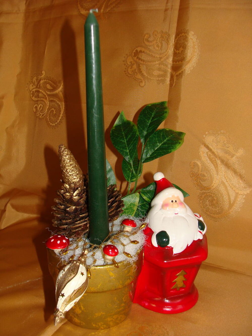 Artisanat : Centre de table P&egrave;re No&euml;l et bougie Décoration