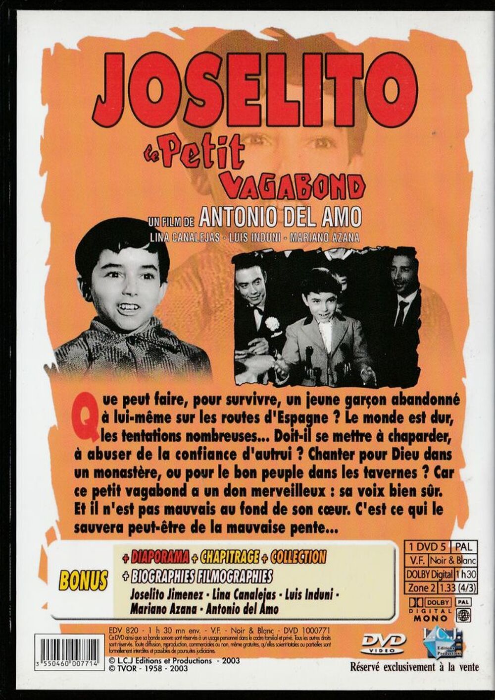 Joselito le petit vagabond DVD et blu-ray