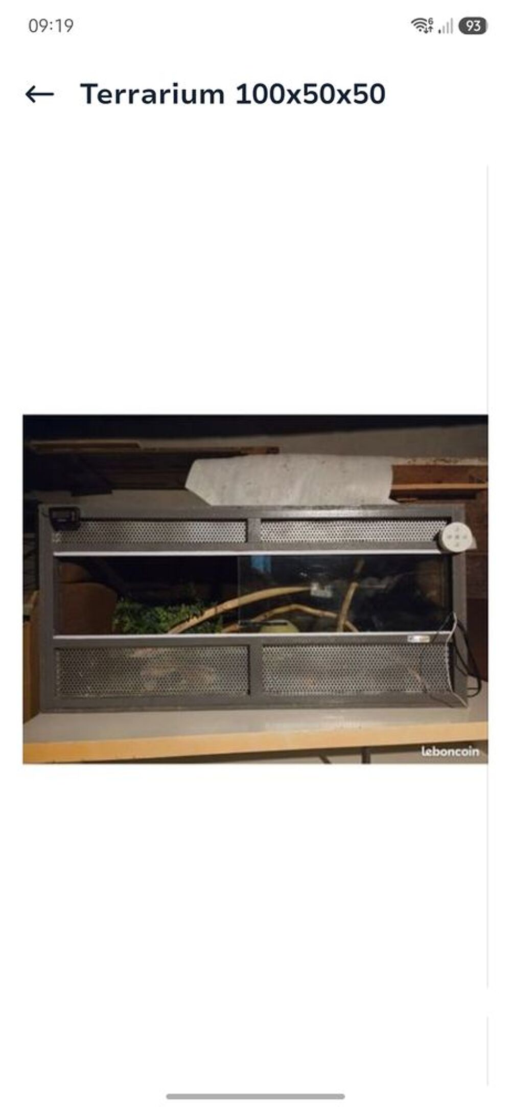   Terrarium 100x50x50 équipé  