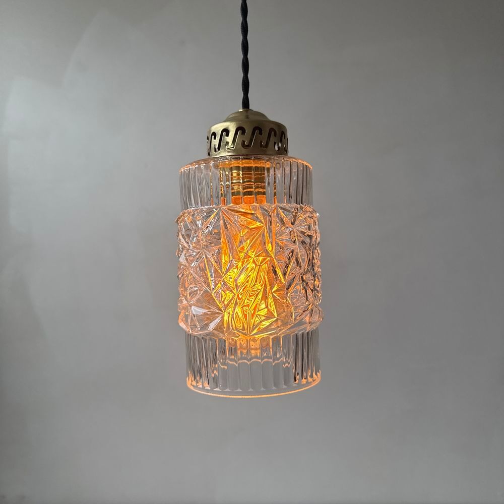 PAIRE D'ANCIENNES SUSPENSIONS EN VERRE VINTAGE Décoration