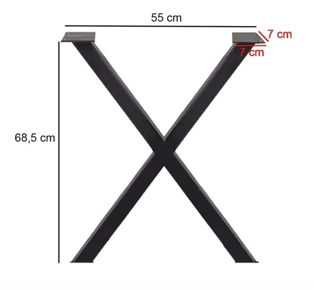 2 Pieds de table en m&eacute;tal en X noirs, Style industriel Meubles