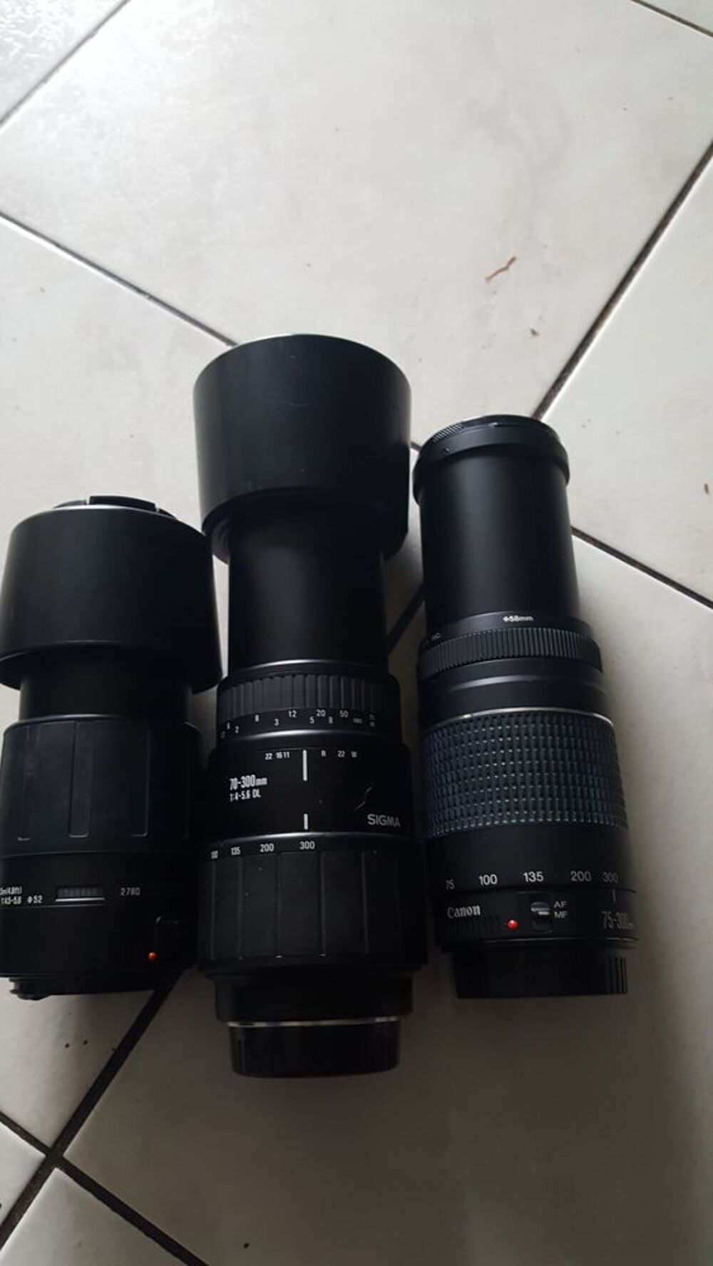 3 zoum canon 75.300mm tamron 80.210mm sigma 70.300mm tbe g&eacute;n Photos/Video/TV