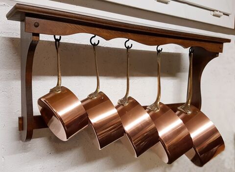 SERIE DE 5 CASSEROLES EN CUIVRE AVEC SUPPORT 120 Courseulles-sur-Mer (14)