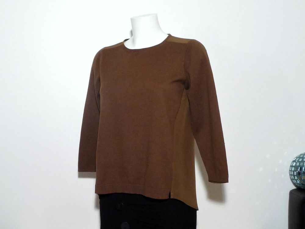 Top/ Pull Coton et Soie &agrave; Marron Manches Longues-Monoprix Vêtements