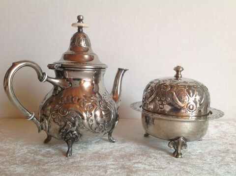 TH�I�RE ET SUCRIER MAROCAIN EN M�TAL ARGENT� Bz29 40 Tr�gunc (29)