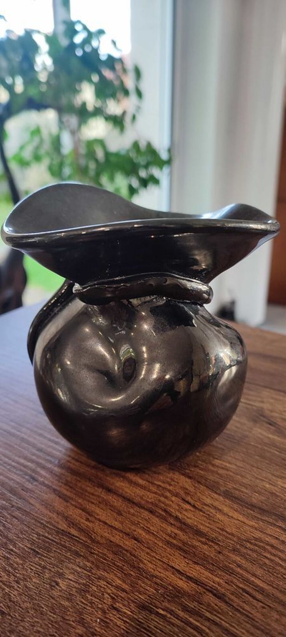Vase c&eacute;ramique iris&eacute;e ann&eacute;es 60 sign&eacute; 