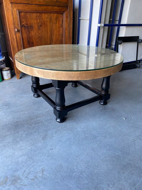 Table basse en bois avec plateau en verre 150 Montussan (33)