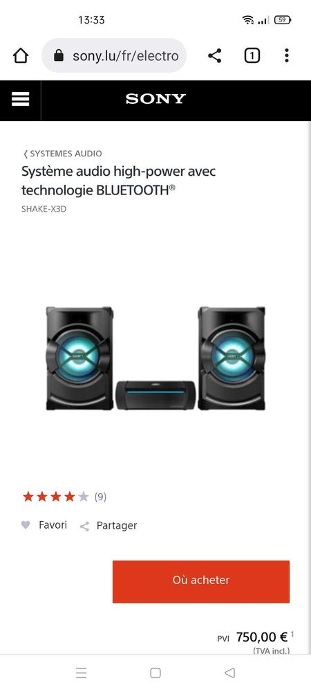 chaine hifi Sony shake-X3D Audio et hifi