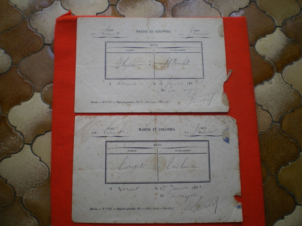 Nominations de garde au Port de Lorient le 30 janvier 1882. 