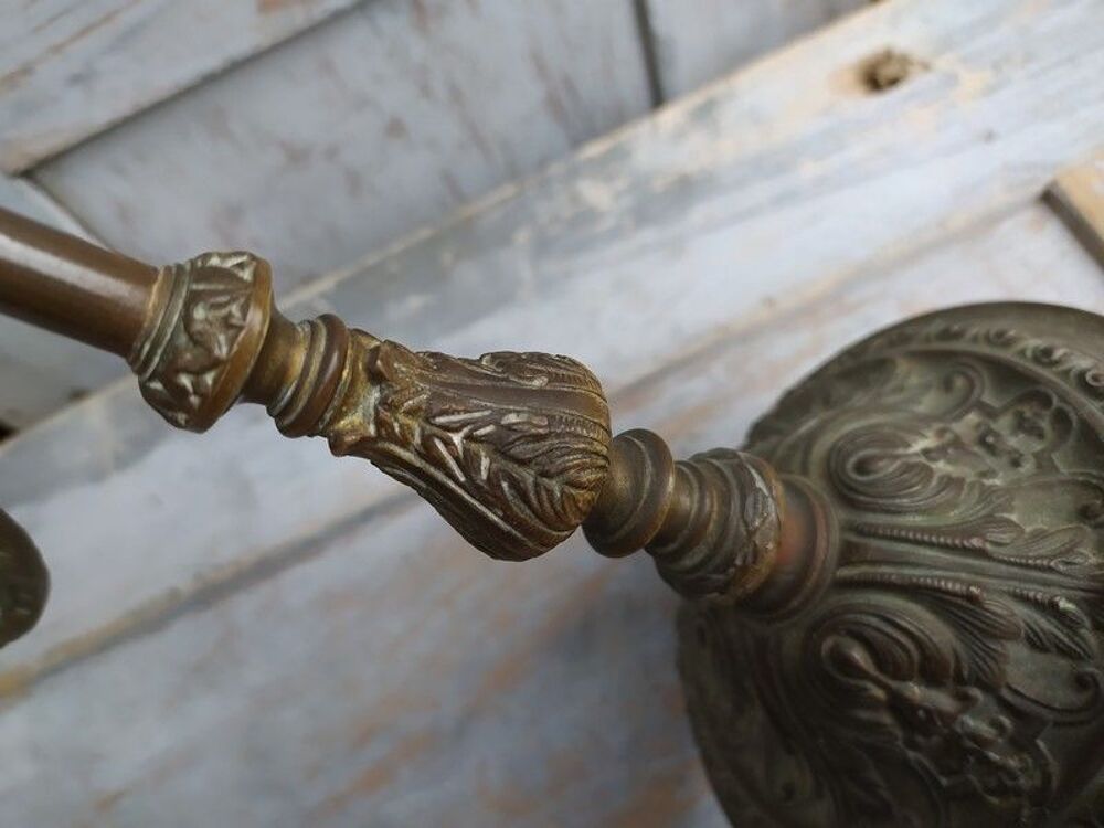 Ancien Bougeoir Bras R&eacute;glable Bronze L. Pinet XIX&egrave;me 