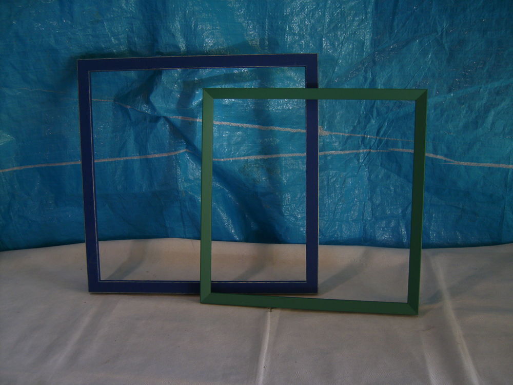 2 Cadres bois bleu-vert Décoration