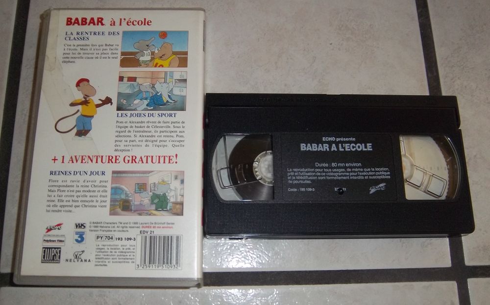 Cassette vid&eacute;o Babar &agrave; l'&eacute;cole DVD et blu-ray