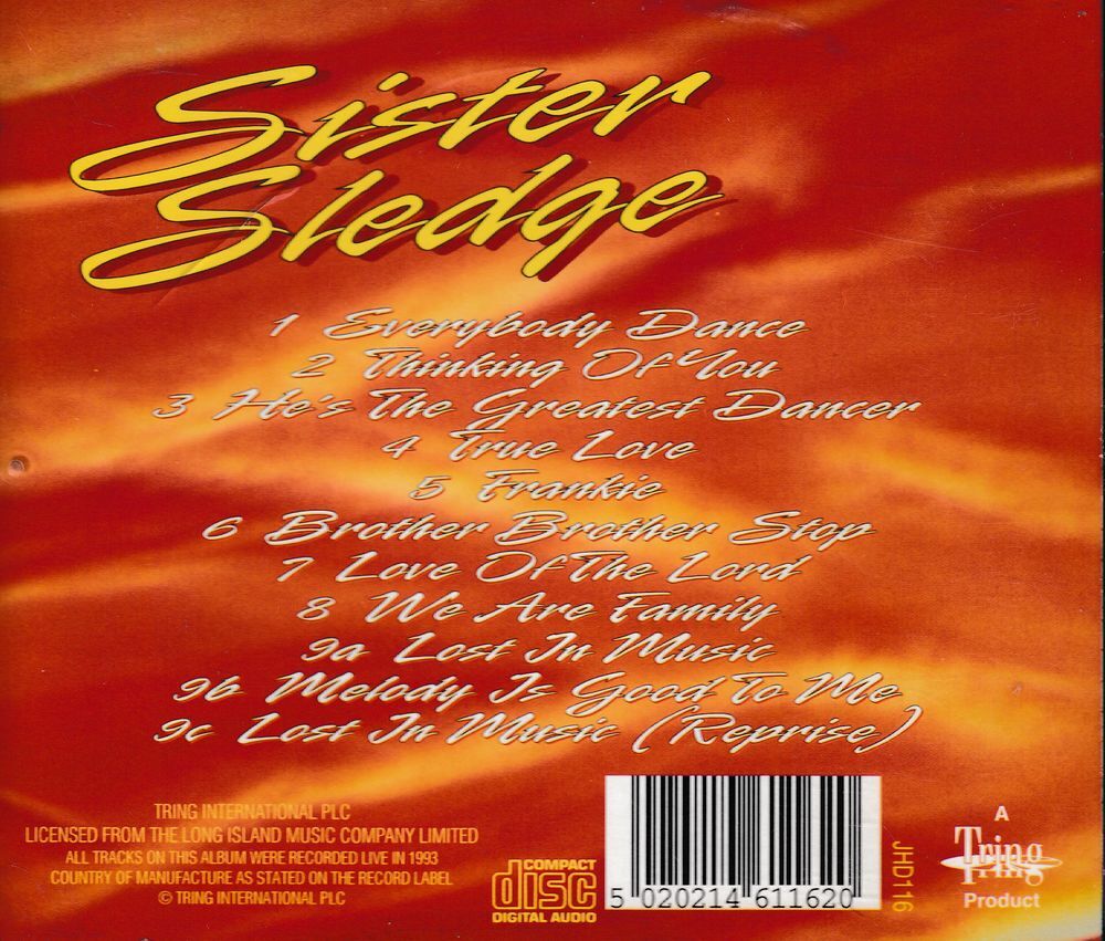 CD Sister Sledge Live In Concert CD et vinyles