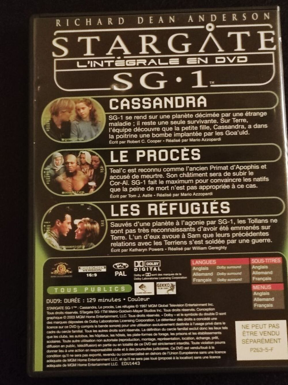 DVD Stargate SG.1 Saison 1 Episodes 15 16 17 DVD et blu-ray