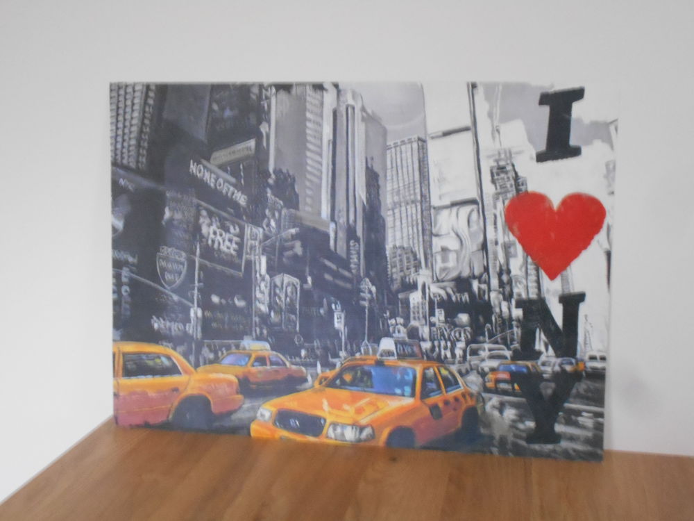 Peinture Taxis Newyorkais I love New-York en parfait &eacute;tat Décoration