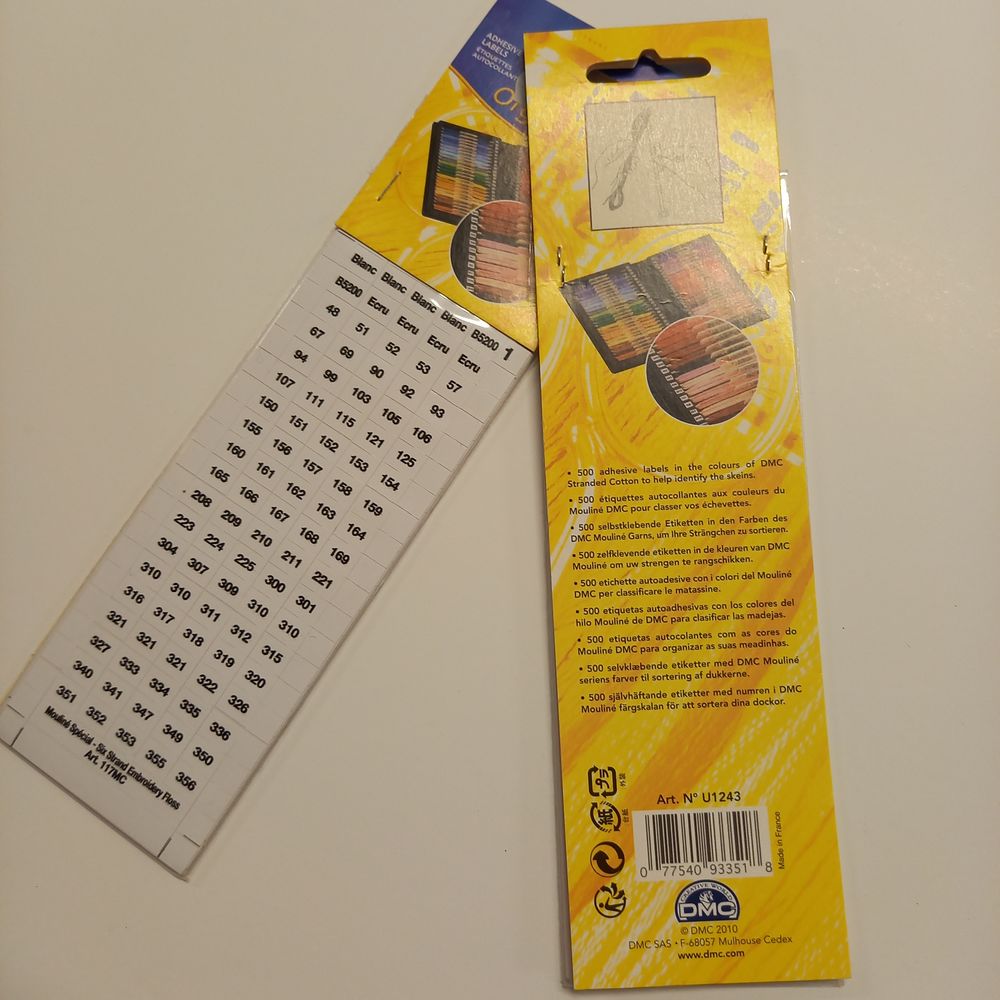 1000 &eacute;tiquettes adh&eacute;sives pour les couleurs du moulin&eacute; DMC Bricolage