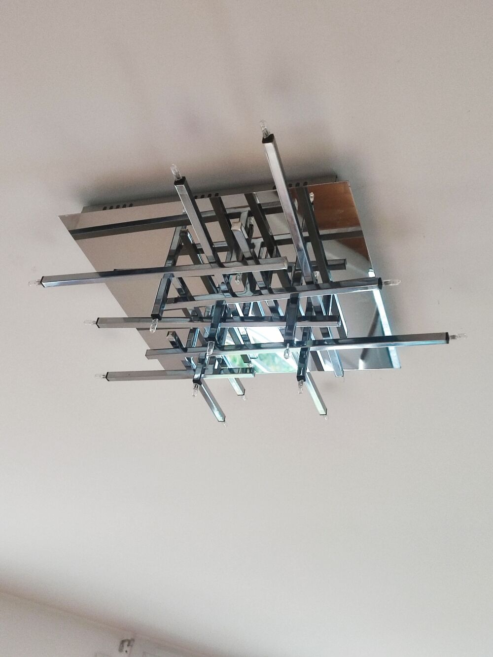 plafonnier en metal chrome 17 led etat neuf Décoration