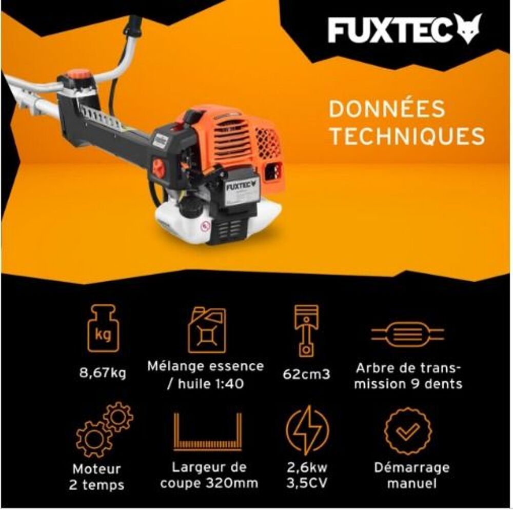 D&eacute;broussailleuse FUXTEC FX PS162+ 2 TETE NEUVE + 2 BOBINE FI Jardin