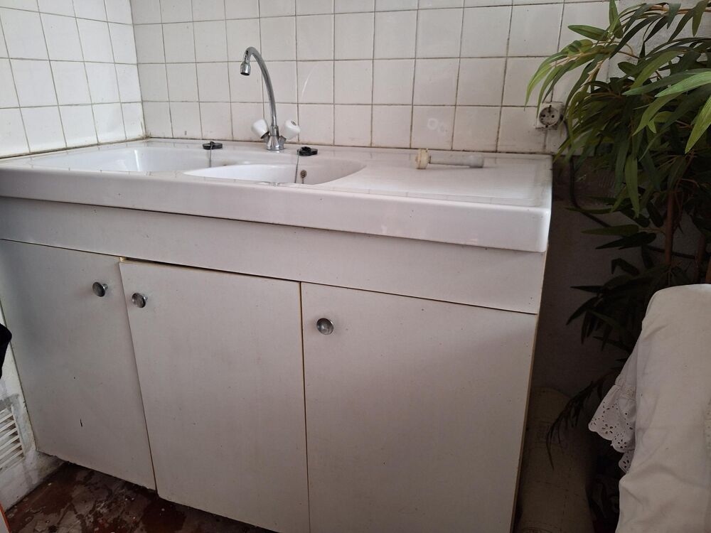 Evier cuisine c&eacute;ramique + robinetterie + meuble 3 portes Meubles