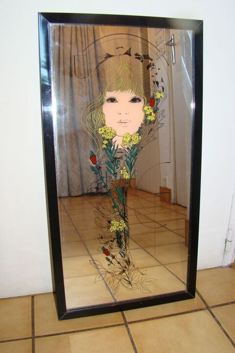 Miroir s�rigraphi� - vintage ann�es 1970 50 Gargenville (78)