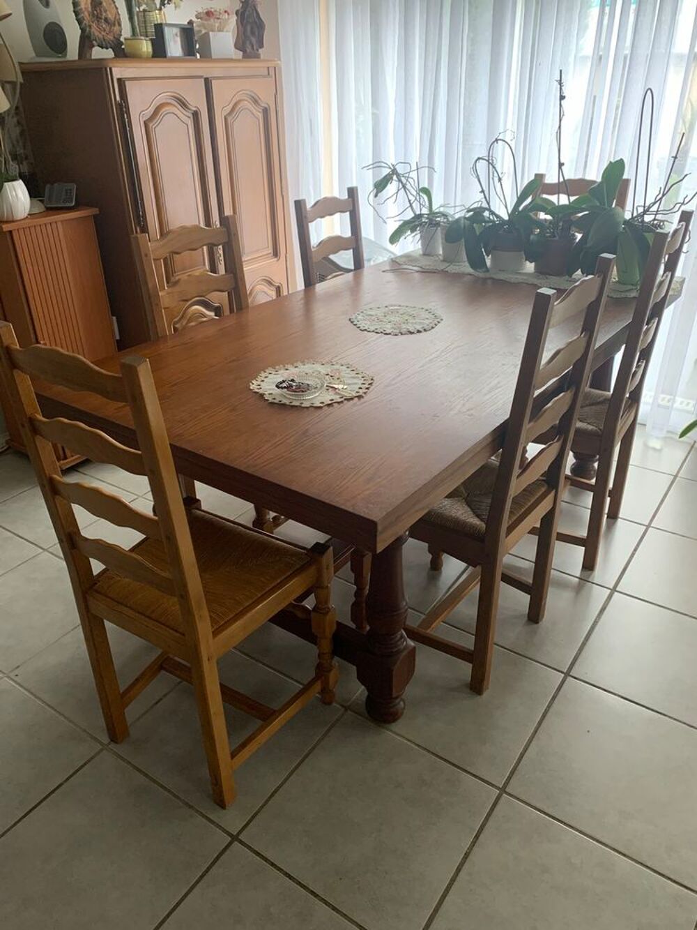 table salle &agrave; manger transformable en billard et 6 chaises Meubles