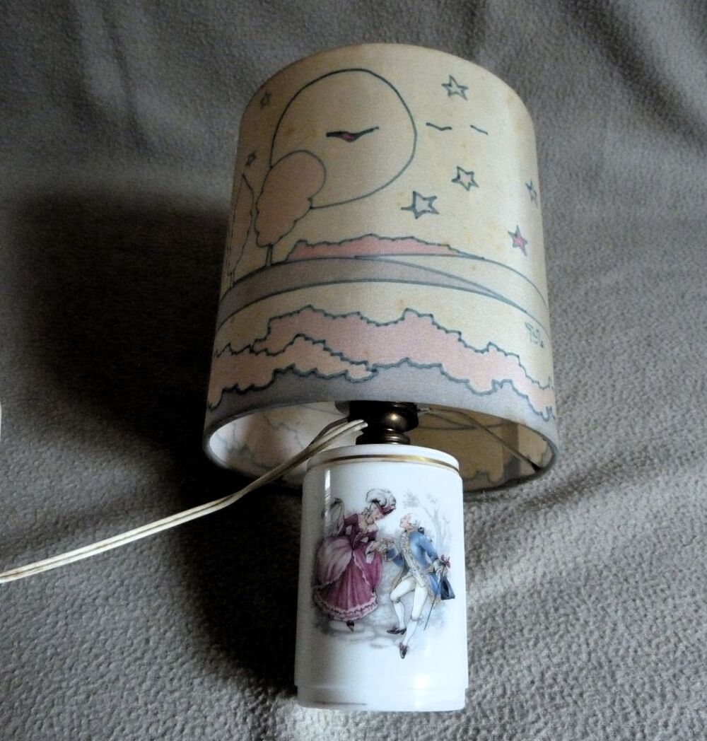 Petite Lampe de chevet , porcelaine &amp; soie Décoration