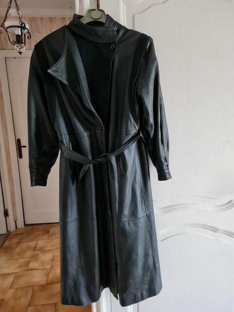Long Manteau en cuir noir 42/44 170 Aytr (17)