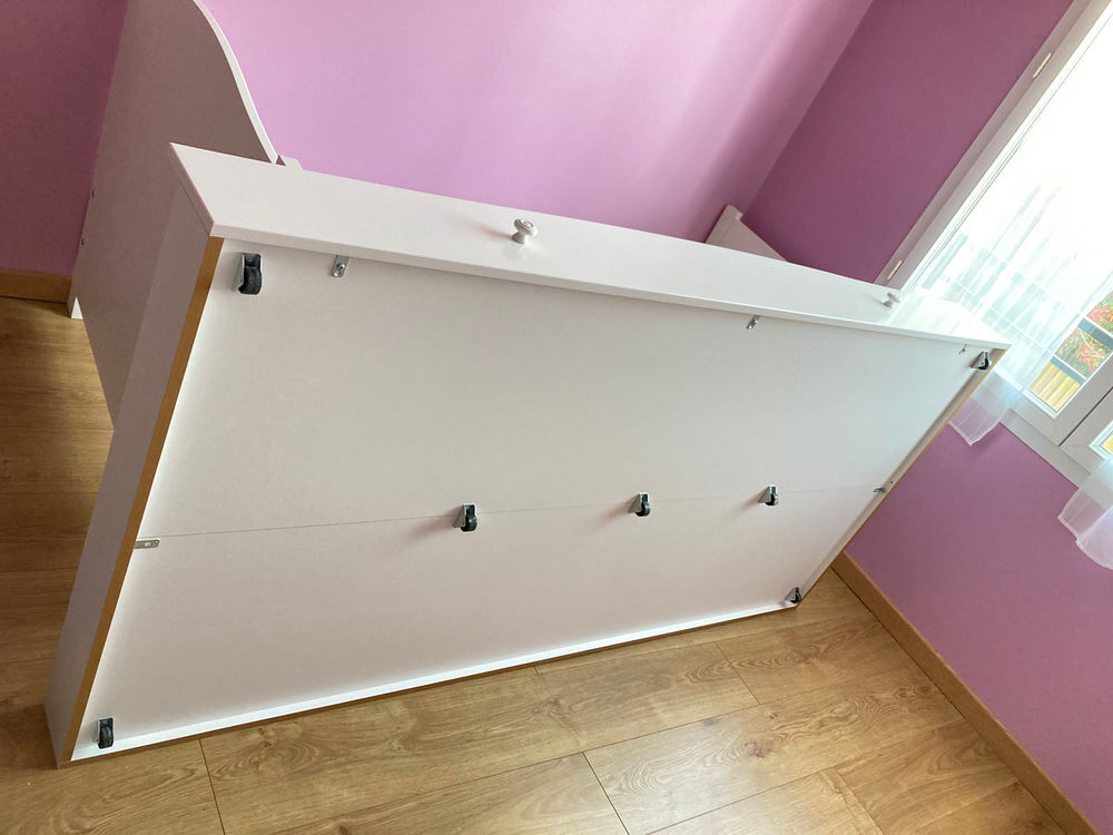 Lit 90x 190cm Bois Blanc avec rangement sous lit Meubles