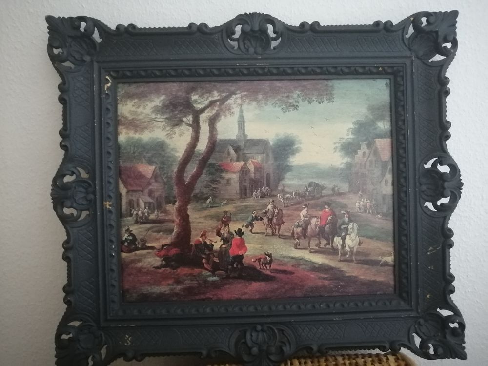 Tableau : Sc&egrave;ne de village, influence flamande 18 &egrave;me Décoration