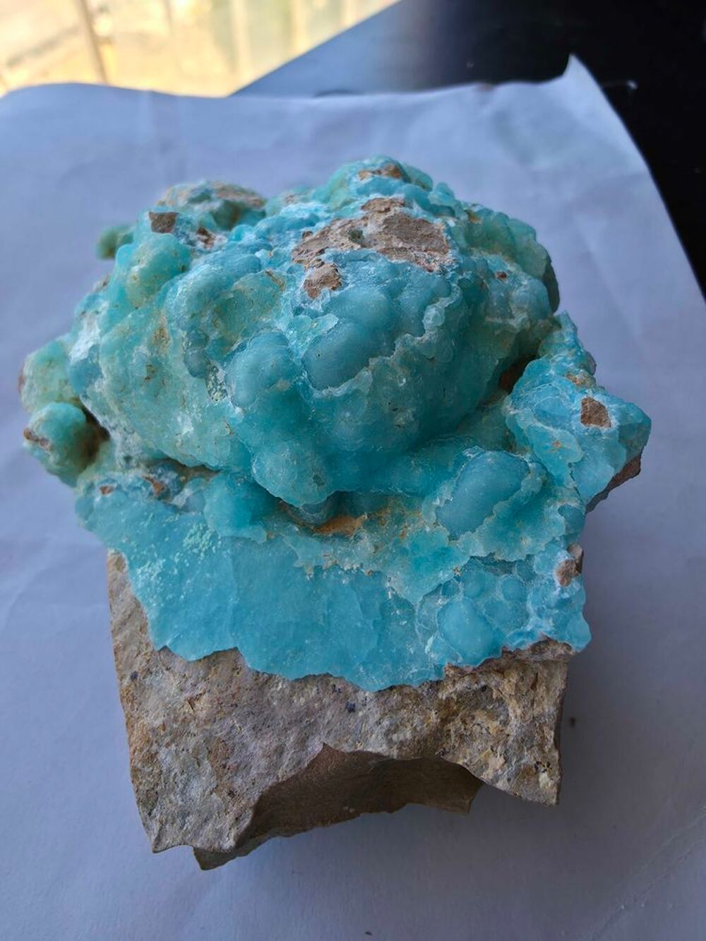 Superbe H&eacute;mimorphite Bleue Turquoise Cristallis&eacute;e-Katanga RDC-496g 