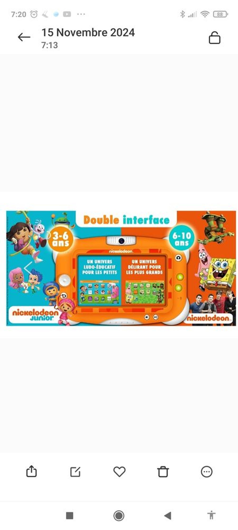 Tablette Neuve Nickelodeon Vid&eacute;ojet exclusif sous emballage Jeux / jouets