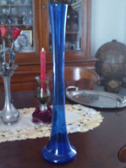 Grand vase soliflore bleu Cobalt vintage années 60 N°1054 5 Beaune (21)