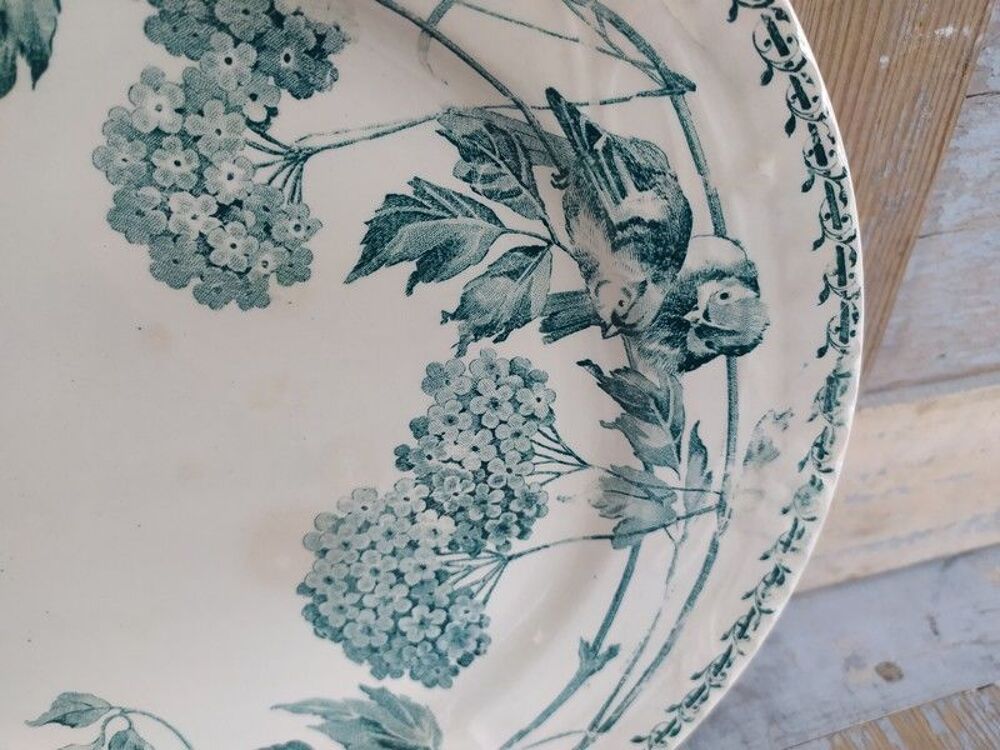 Assiette Terre de Fer Fa&iuml;ence Creil Montereau Oiseau Naples 