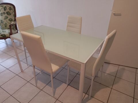 Ensemble contemporain :  table en verre + 4 chaises S�te (34)
