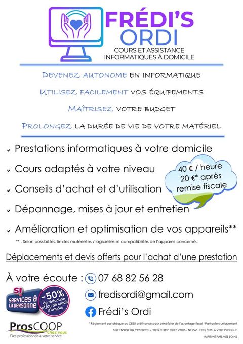 Cours, conseils et d&eacute;pannage informatiques &agrave; votre domicile. 0 69200 V�nissieux