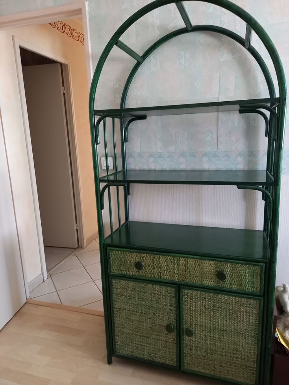 Chambre &agrave; coucher en rotin vert Meubles